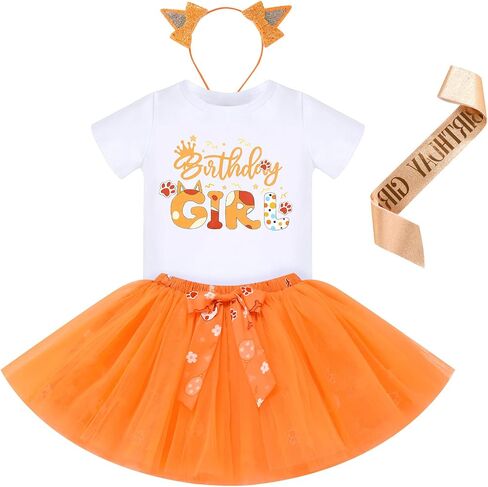 Odasdo Baby Girls Toddler 1st 2nd 3rd 4th 5th Cake Birthday Cake Smash Smash Tops Tops Tutu Skirt -Leadband Sash Set in Saudi Arabia