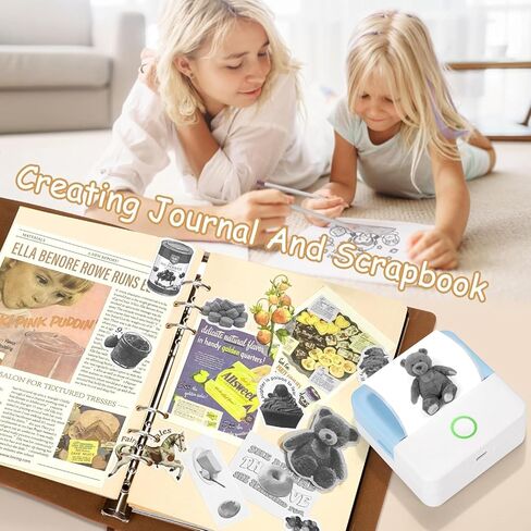 Print Pods Mini Printer, Portable Sticker Printer Machine, Thermal Inkless Bluetooth Pocket Sticker Maker with 1 Roll Paper for Photo, Study Notes, Receipt, Journals, DIY, Blue in Saudi Arabia