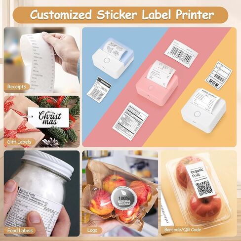 Print Pods Mini Printer, Portable Sticker Printer Machine, Thermal Inkless Bluetooth Pocket Sticker Maker with 1 Roll Paper for Photo, Study Notes, Receipt, Journals, DIY, Blue in Saudi Arabia