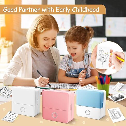 Print Pods Mini Printer, Portable Sticker Printer Machine, Thermal Inkless Bluetooth Pocket Sticker Maker with 1 Roll Paper for Photo, Study Notes, Receipt, Journals, DIY, Blue in Saudi Arabia