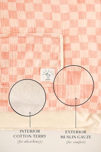Hooded Towel for Toddlers – Muslin Cotton Checker Print – Ultra Soft, Absorbent, Lightweight in Saudi Arabia