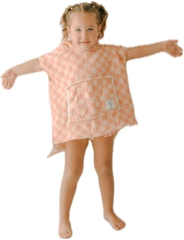 Hooded Towel for Toddlers – Muslin Cotton Checker Print – Ultra Soft, Absorbent, Lightweight in Saudi Arabia