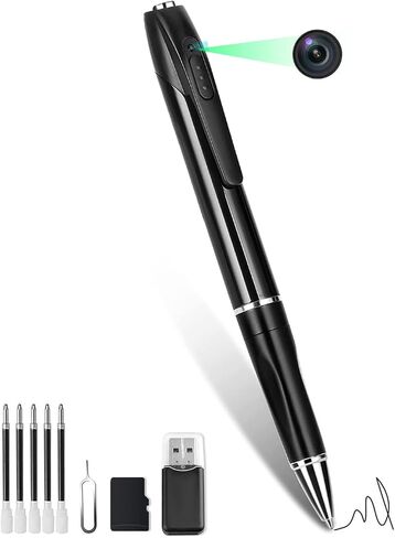 mini Camera Pen with 64GB Memory Card, 1080P HD Mini Surveillance Camera, Portable Pocket Cam, Black in Saudi Arabia