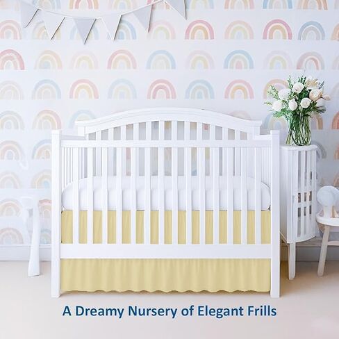 Crib Ruffle Bed Skirt Microfiber Nursery Bedding Skirt for Baby Girls (28" x 52" x 14’’) Inch - Sage Solid in Saudi Arabia