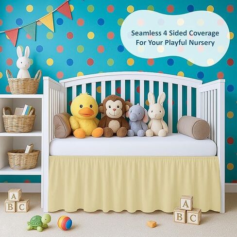 Crib Ruffle Bed Skirt Microfiber Nursery Bedding Skirt for Baby Girls (28" x 52" x 14’’) Inch - Sage Solid in Saudi Arabia