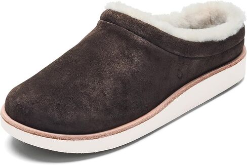 OLUKAI Mani Women's Leather Mule Slippers, Soft & Comfortable Slippers with Fleece Lining, Thick Rubber Outsole, All-Day Wear in Saudi Arabia