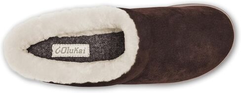 OLUKAI Mani Women's Leather Mule Slippers, Soft & Comfortable Slippers with Fleece Lining, Thick Rubber Outsole, All-Day Wear in Saudi Arabia