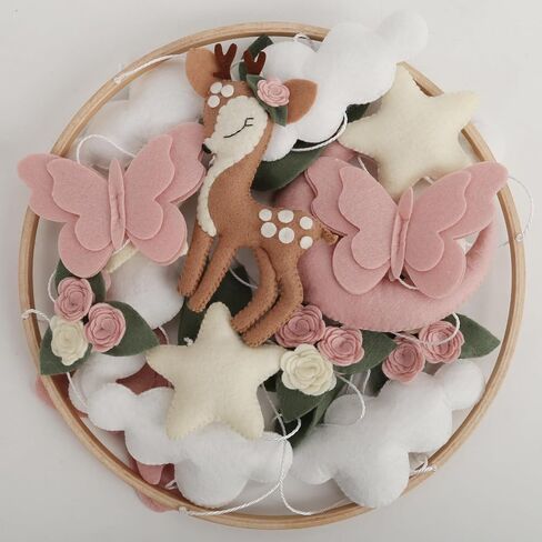 Deer Baby Mobile Girl Butterflies Nursery Mobile Baby Shower Gift Flowers Baby Mobile in Saudi Arabia