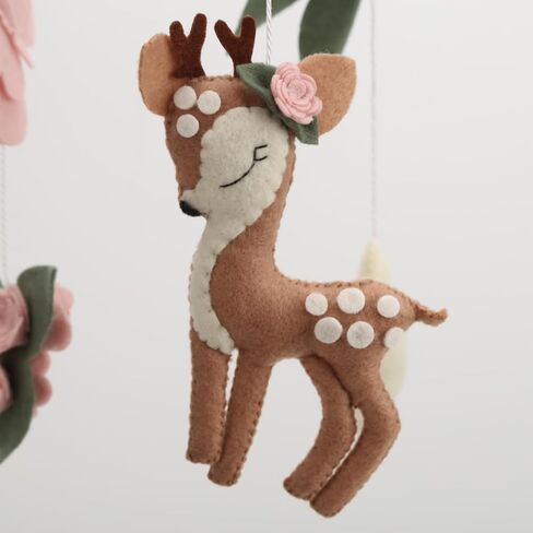 Deer Baby Mobile Girl Butterflies Nursery Mobile Baby Shower Gift Flowers Baby Mobile in Saudi Arabia