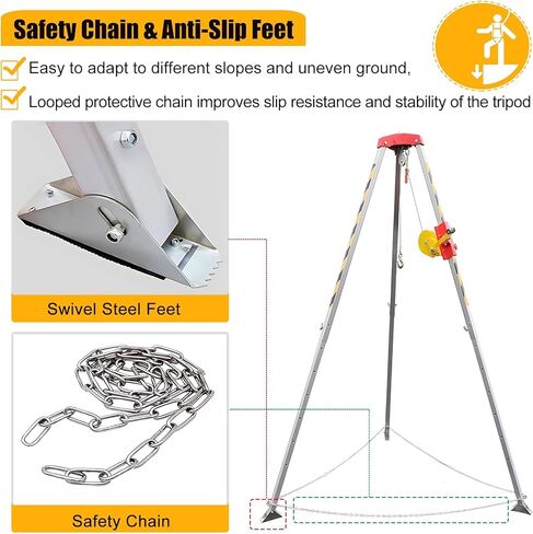 Adjustable Confined Space Rescue Kit Safety Tripod for Sewage Pits Fall Protection Tripod Entry Tripod for Confined Spaces Emergency Rescue Equipment in Saudi Arabia
