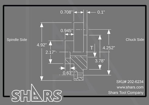 Shars 5" Fully Machined Threaded Back Plate with 2-1/4 x 8 TPI for 3 or 4 Jaw Self Centering Lathe Chucks 202-6234 S in Saudi Arabia
