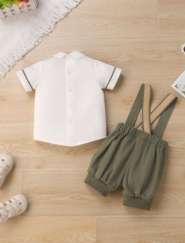 Odasdo Baby Boys Jungle Safari 1st Birthday Cake Smash Outfit قمصان قصيرة الأكمام مع مجموعة شورتات حمالات in Saudi Arabia
