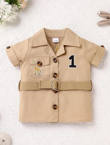 Odasdo Baby Boy Jungle Safari 1st Birthday Cake Smash Outfit Button Down Down in Saudi Arabia