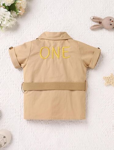 Odasdo Baby Boy Jungle Safari 1st Birthday Cake Smash Outfit Button Down Down in Saudi Arabia