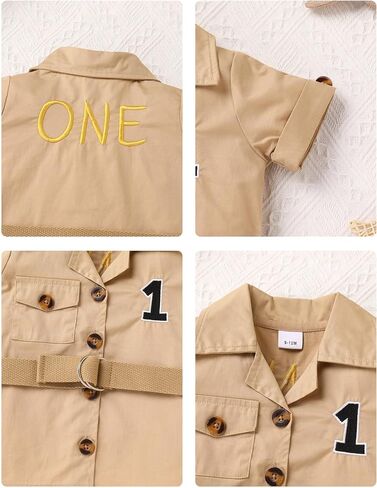 Odasdo Baby Boy Jungle Safari 1st Birthday Cake Smash Outfit Button Down Down in Saudi Arabia