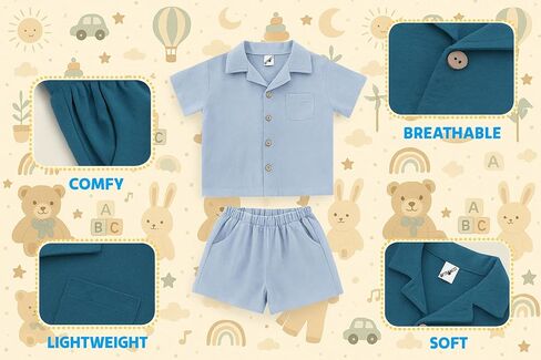 OPTRANEST Toddler Baby Boy Summer Clothes Color Block Short Sleeve Button-down Shirt Tops + Cotton Pants Outfit Set in Saudi Arabia