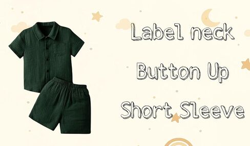 Optranest Toddler Baby Boy Close Summer Colling Block Short Sleeve Button Button Down Tops + Cotton Pants Outfit Set in Kuwait