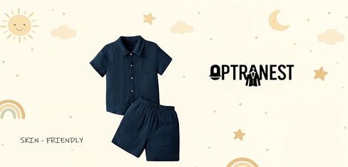 OPTRANEST Toddler Baby Boy Summer Clothes Color Block Short Sleeve Button-down Shirt Tops + Cotton Pants Outfit Set in Saudi Arabia