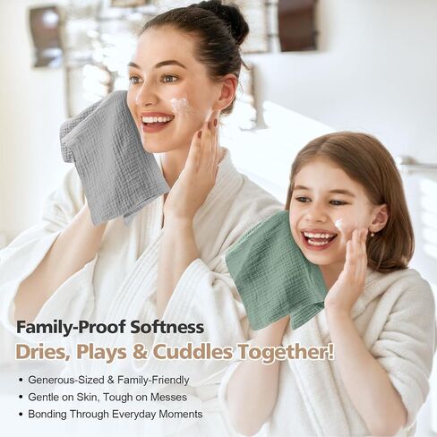 MUKIN Baby Washcloths,Muslin Burp Cloths Towels for Newborns,Absorbent Cotton Bath Face Towel ，5 Pack, 12x12 Inches (Rosy Embrace) in Kuwait