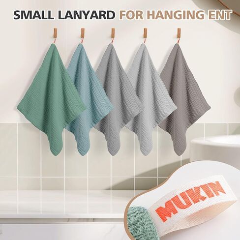 MUKIN Baby Washcloths,Muslin Burp Cloths Towels for Newborns,Absorbent Cotton Bath Face Towel ，5 Pack, 12x12 Inches (Rosy Embrace) in Kuwait