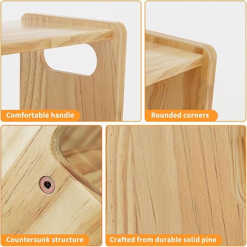 البراز الخشبي خطوة بخطوة ، براز من خطوتين للأطفال ، يدعم البراز Montessori Toddler 300 رطل الأطفال الصغار البراز لحمام الحمام/المرحاض/المطبخ/السرير ، الطبيعي in Kuwait