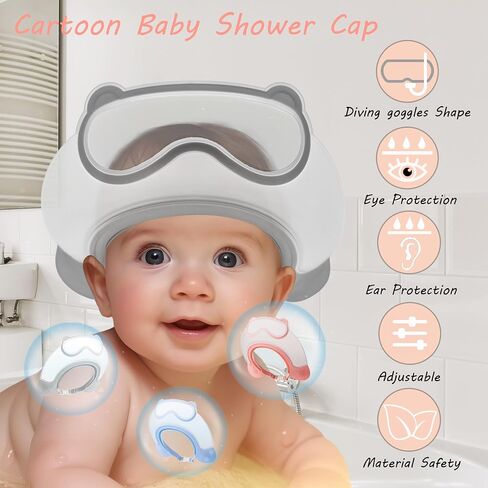 Baby Shower Cap Shield, Shower Cap for Kids, Visor Hat for Eye and Ear Protection for 0-9 Years Old Children, Cute diving goggle Shape Makes The Baby Bath More Fun (Blue) in Saudi Arabia