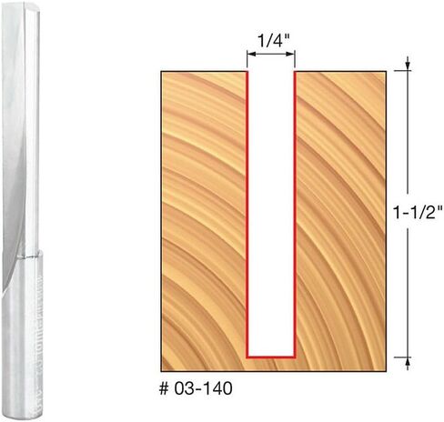 Freud Single Flute Straight Bit with Tico Hi-Density Carbide + Black I.C.E Coating for Maximum Performance - 1/4" Diameter, 1/4" Shank Dia., 1-1/2" Height, 2-1/2" Length - 03-140 in Saudi Arabia