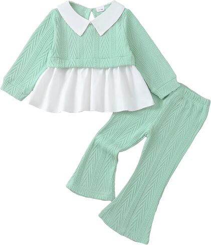 KUCNUZKI TODDLER طفلة طفلة ملابس ملابس طويلة الأكمام بلوزة بولو قميص أعلى طماق in Kuwait