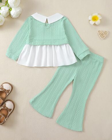 KUCNUZKI TODDLER طفلة طفلة ملابس ملابس طويلة الأكمام بلوزة بولو قميص أعلى طماق in Kuwait