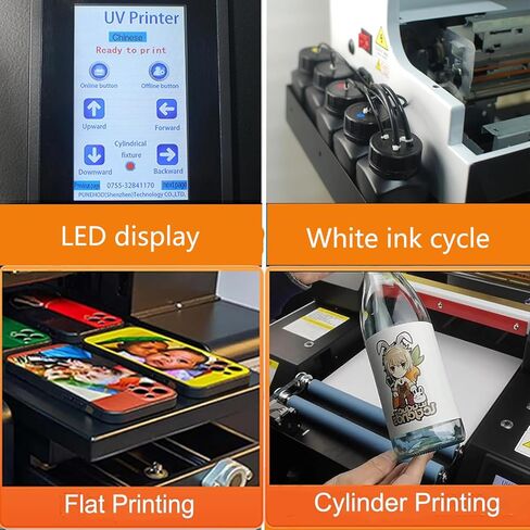 DTG Printe L1800 UV DTG PRINEE T-Shirt Machine دقة أعلى 2880 X1440DPI UV PRINTE مع حامل زجاجة لعلاج أكواب الهاتف أكريليك (A4 L1800) in Kuwait