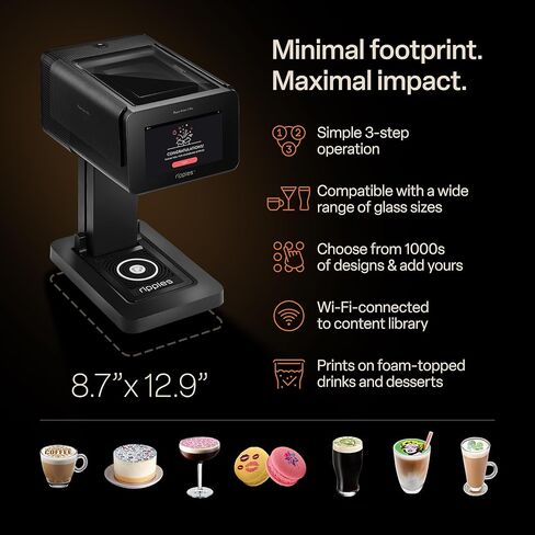 تموجات - طابعة Maker Pro الأصلية - Beverage -Top Printer لمشروبات الرغوة والحلويات | حاملي POD مزدوج للمطبوعات متعددة الألوان | صور شخصية وتصميمات شخصية | سهولة الإعداد ووسائل التواصل الاجتماعي in Kuwait