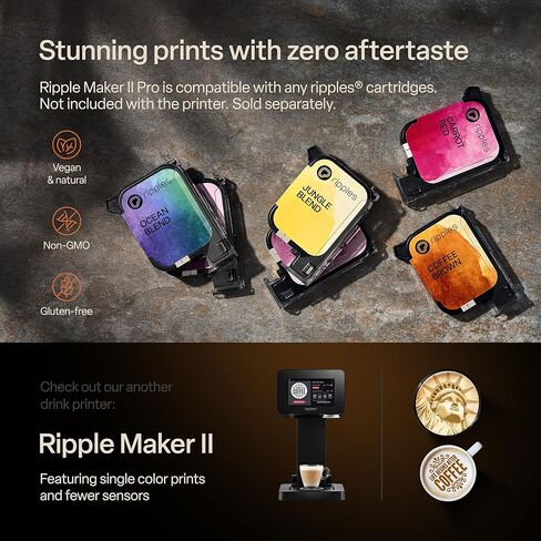 تموجات - طابعة Maker Pro الأصلية - Beverage -Top Printer لمشروبات الرغوة والحلويات | حاملي POD مزدوج للمطبوعات متعددة الألوان | صور شخصية وتصميمات شخصية | سهولة الإعداد ووسائل التواصل الاجتماعي in Kuwait