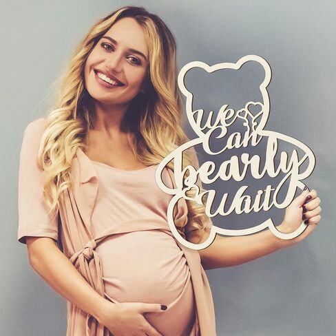We Can Bearly Wait Baby Shower Decorations Bear Sign Hanging Baby Sign We Can Bearly Wait Gender Reveal Door Hanging Photo Props for Boy Girl Birthday Party(Wooden,Bear Shape) in Saudi Arabia