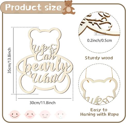We Can Bearly Wait Baby Shower Decorations Bear Sign Hanging Baby Sign We Can Bearly Wait Gender Reveal Door Hanging Photo Props for Boy Girl Birthday Party(Wooden,Bear Shape) in Saudi Arabia