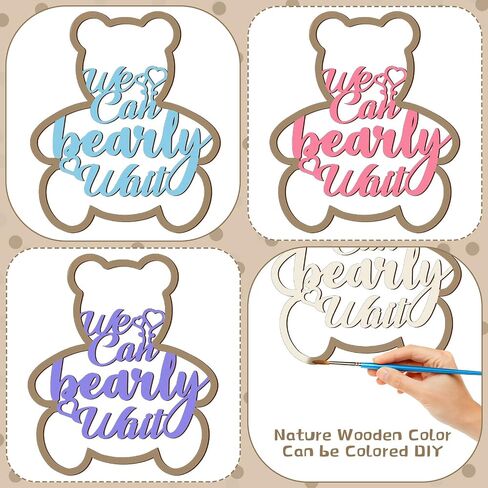 We Can Bearly Wait Baby Shower Decorations Bear Sign Hanging Baby Sign We Can Bearly Wait Gender Reveal Door Hanging Photo Props for Boy Girl Birthday Party(Wooden,Bear Shape) in Saudi Arabia