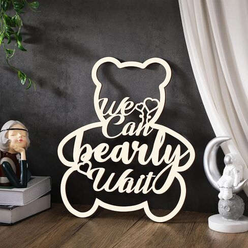 We Can Bearly Wait Baby Shower Decorations Bear Sign Hanging Baby Sign We Can Bearly Wait Gender Reveal Door Hanging Photo Props for Boy Girl Birthday Party(Wooden,Bear Shape) in Saudi Arabia