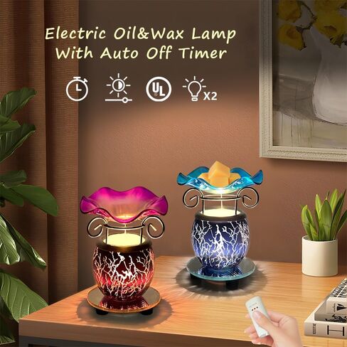 HUNANBANG 3 in 1 Electric Oil Warmer Scented Wax Warmer with with Auto Off Timer Candle Wax Melt Warmer Wax Melter Fragrance Wax Burner(Blue-Timer) in Kuwait
