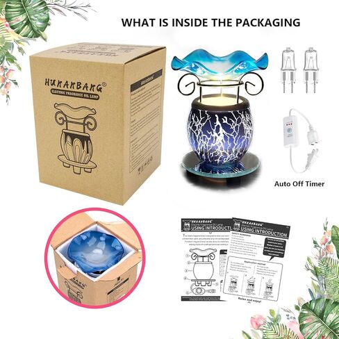 HUNANBANG 3 in 1 Electric Oil Warmer Scented Wax Warmer with with Auto Off Timer Candle Wax Melt Warmer Wax Melter Fragrance Wax Burner(Blue-Timer) in Kuwait