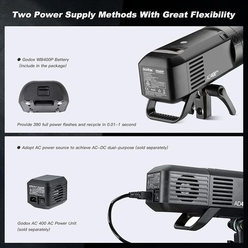 GODOX AD400PRO 400Ws GN72 TTL 1/8000s HSS 2.4G X System All-in-One Outdoor Flash Speedlite Strobe Light,Battery-Powered Monolight,390 Full Power Pops,30W LED Modeling Lamp,0.01-1s Recycle Time in Saudi Arabia