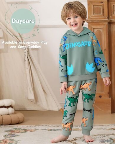 مجموعات ملابس بوي Jecson Toddler: ملابس رفيعة ناعمة للديناصورات الملونة والسروال 2pcs in Kuwait