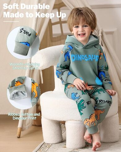 مجموعات ملابس بوي Jecson Toddler: ملابس رفيعة ناعمة للديناصورات الملونة والسروال 2pcs in Kuwait