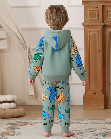 مجموعات ملابس بوي Jecson Toddler: ملابس رفيعة ناعمة للديناصورات الملونة والسروال 2pcs in Kuwait