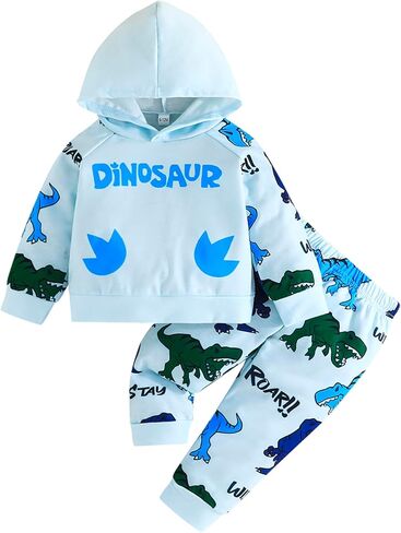 مجموعات ملابس بوي Jecson Toddler: ملابس رفيعة ناعمة للديناصورات الملونة والسروال 2pcs in Kuwait
