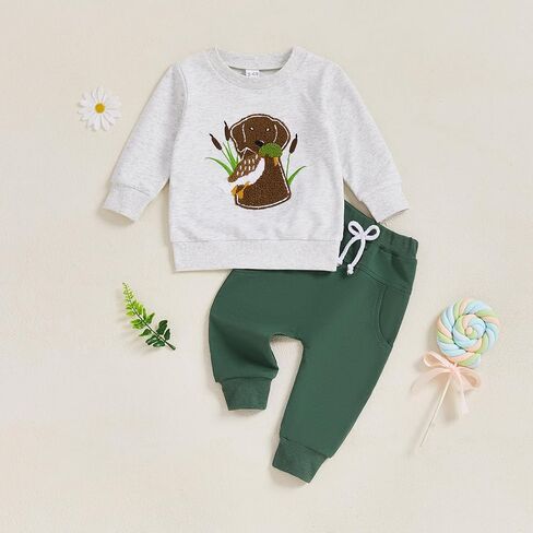 Madjtlqy Toddler Baby Boy Fall Clothes Sweatshirt Tops Tops + Disual Pants Infant 2 قطعة شتوية الزي in Kuwait