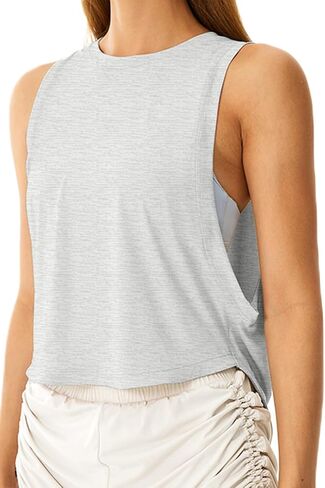 Sanutch High Neck Crop Top Workout Shirts Cropped Muscle Tank for Women in Kuwait