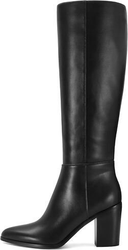 Sovanyou Knee High Boots Women Leathy Cheensy Cheel Tall Boots مدببة بأصابع القدم الجانبية المريحة في فصل الشتاء. in Kuwait