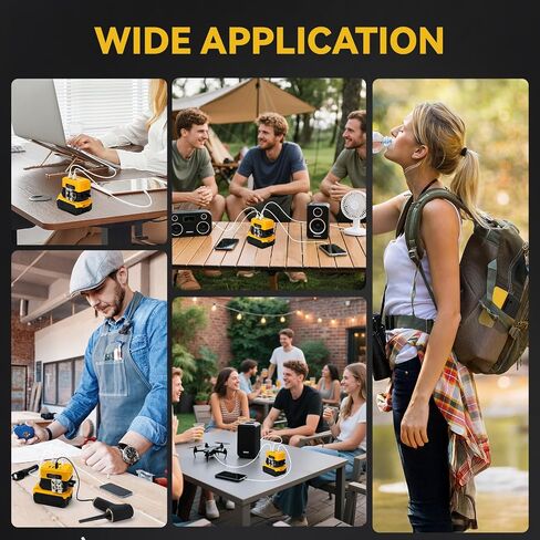 Portable USB Charger Adapter for Dewalt 20V Battery, Power Converter with 8 Ports USB-A & Type-C for Workshop Camping Travel Job Site (Battery Not Included in Saudi Arabia