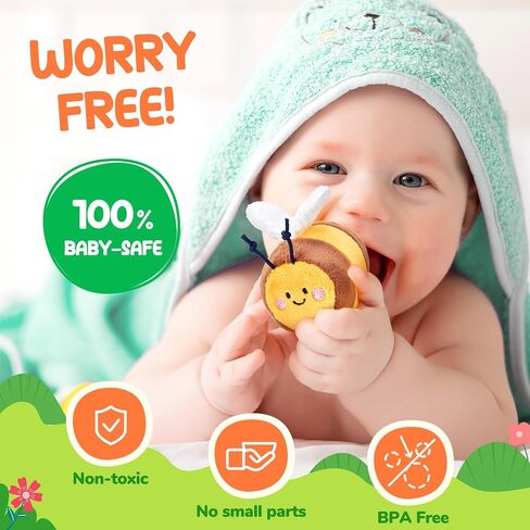JoyCat Baby Toy for 6-12 Months, Fun Beehive with 5 Stuffed Sensory Bees, Crinkle, Rattle, Mirror, Montessori Toys for 6 Months Old Babies, Infant Toys Baby Shower Birthday Gift in Saudi Arabia