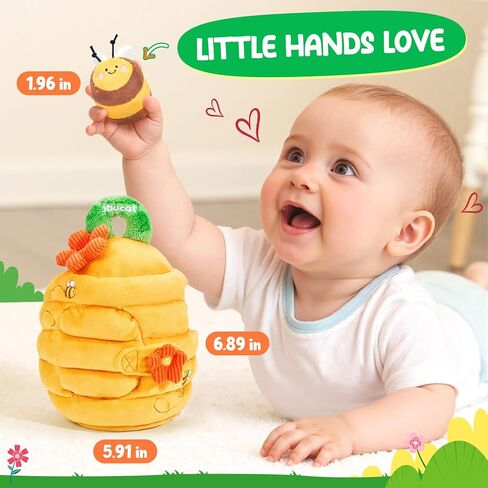 JoyCat Baby Toy for 6-12 Months, Fun Beehive with 5 Stuffed Sensory Bees, Crinkle, Rattle, Mirror, Montessori Toys for 6 Months Old Babies, Infant Toys Baby Shower Birthday Gift in Saudi Arabia
