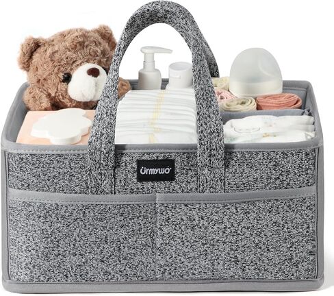 URMYWO Diaper Caddy Organizer - Waterproof Baby Diaper Caddy with Handle,Portable Nursery Organizer Storage Basket for Newborn Essentials, Baby Registry Must Have Shower Gift for Home and Travel, PU in Kuwait